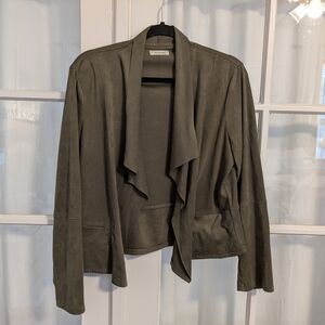 Olive Green Women's Draped Open Front Jacket